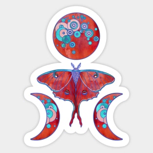 Luna Moth and Triple Moon - Blood Red Sticker